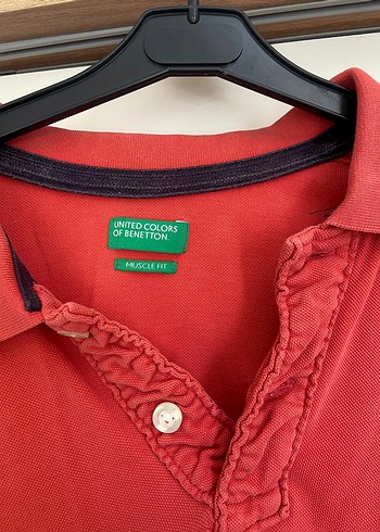 Kırmızı Pamuklu Polo Tişört - Görsel 3