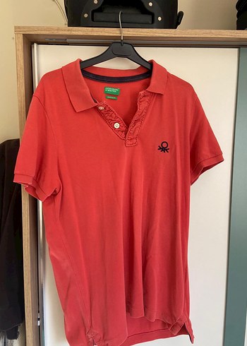 Kırmızı Pamuklu Polo Tişört - Görsel 2