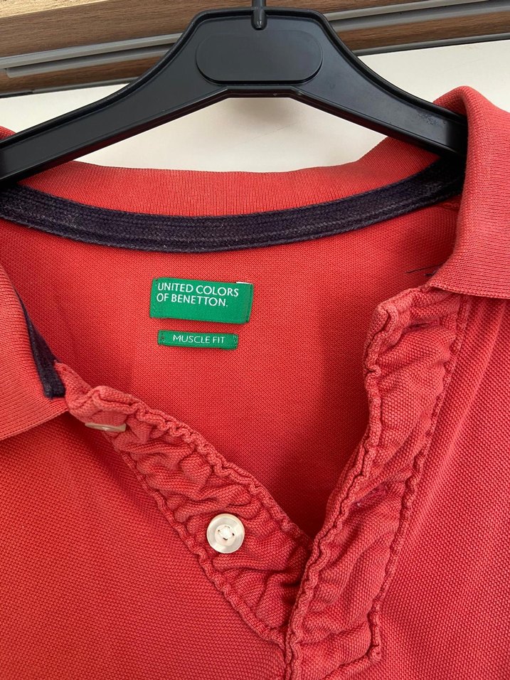 Kırmızı Pamuklu Polo Tişört - Görsel 3