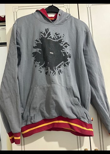 Gri Baskılı Kapüşonlu Sweatshirt - Görsel 7