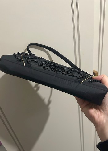 İşlemeli Siyah Vintage Kadın Portföy Çanta - Görsel 6