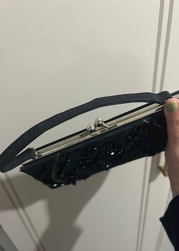 İşlemeli Siyah Vintage Kadın Portföy Çanta - Görsel 10