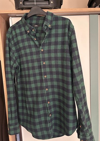Erkek Yeşil Kareli Uzun Kollu Gömlek - Görsel 9
