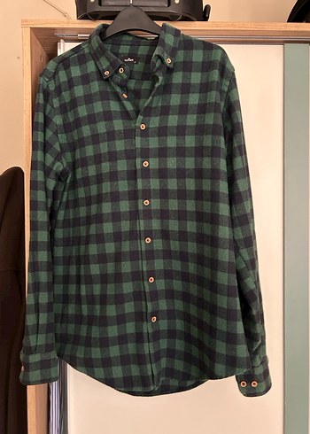 Erkek Yeşil Kareli Uzun Kollu Gömlek - Görsel 4