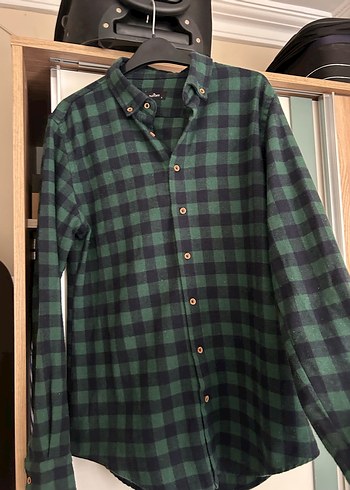 Erkek Yeşil Kareli Uzun Kollu Gömlek - Görsel 6