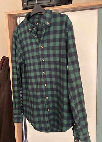 Erkek Yeşil Kareli Uzun Kollu Gömlek - Görsel 8