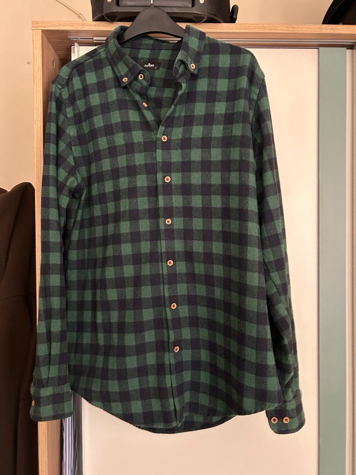 Erkek Yeşil Kareli Uzun Kollu Gömlek - Görsel 4