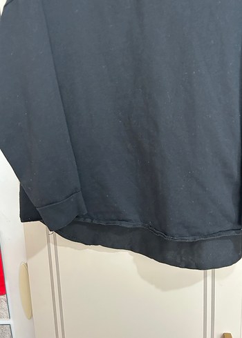 Siyah V Yaka Kadın Sweatshirt - Görsel 5