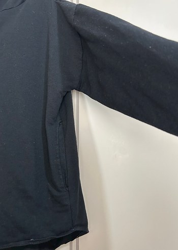 Siyah V Yaka Kadın Sweatshirt - Görsel 7