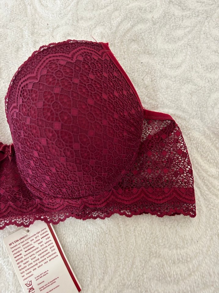 Bordo Dantelli Bohem Sütyen - Görsel 4