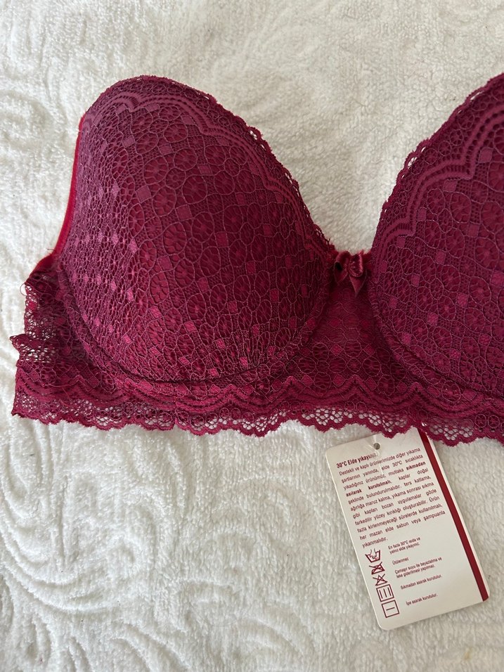Bordo Dantelli Bohem Sütyen - Görsel 5