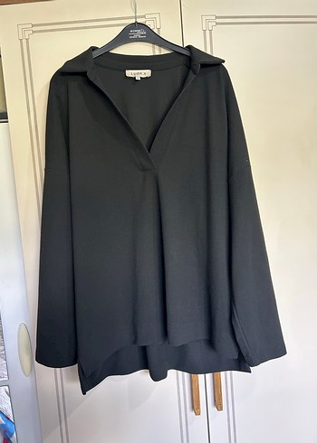 Siyah V Yaka Salaş Kadın Sweatshirt - Görsel 10