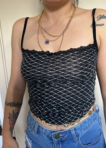 Dantel Detaylı Siyah Strappy Kadın Atlet - Görsel 2