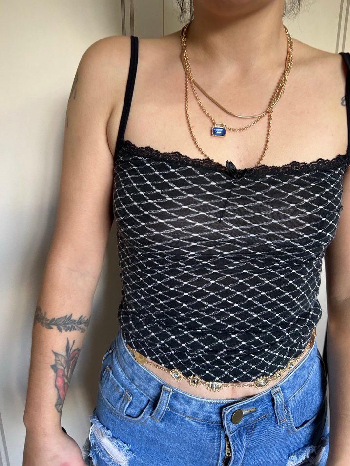 Dantel Detaylı Siyah Strappy Kadın Atlet - Görsel 3