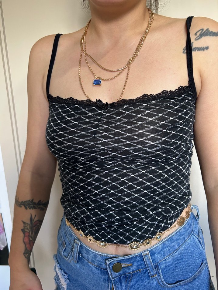 Dantel Detaylı Siyah Strappy Kadın Atlet - Görsel 2