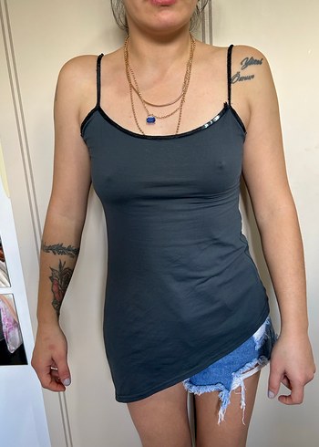 Gri İnce Askılı Kadın Atlet - Görsel 3