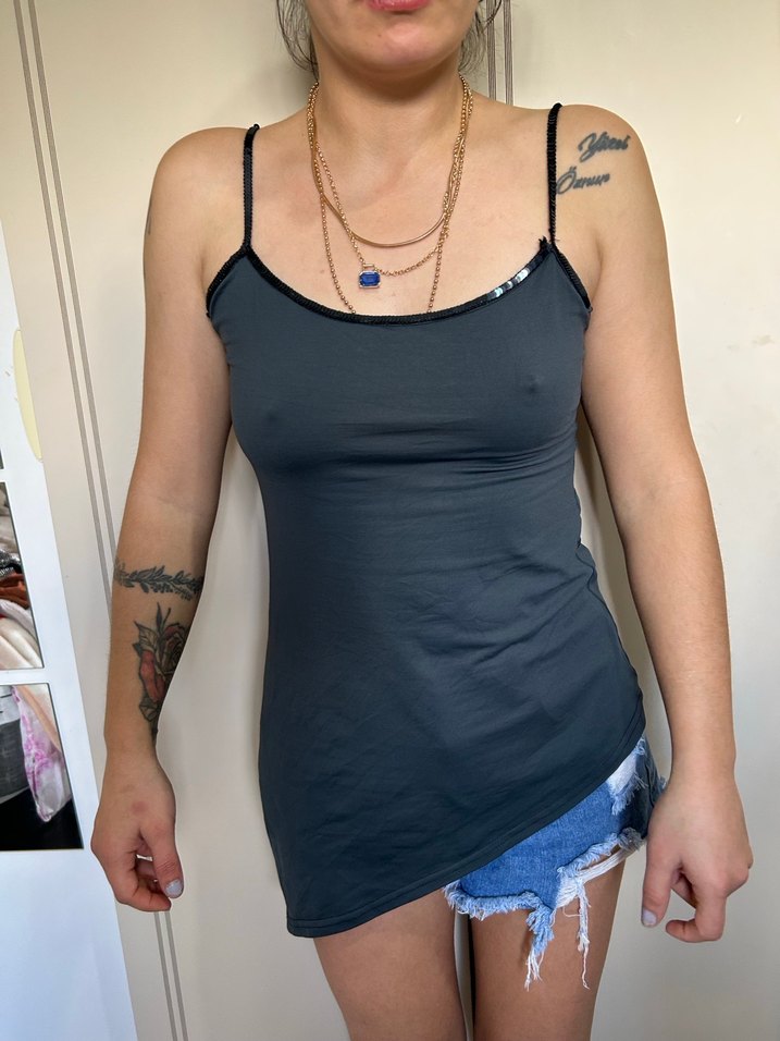 Gri İnce Askılı Kadın Atlet - Görsel 3