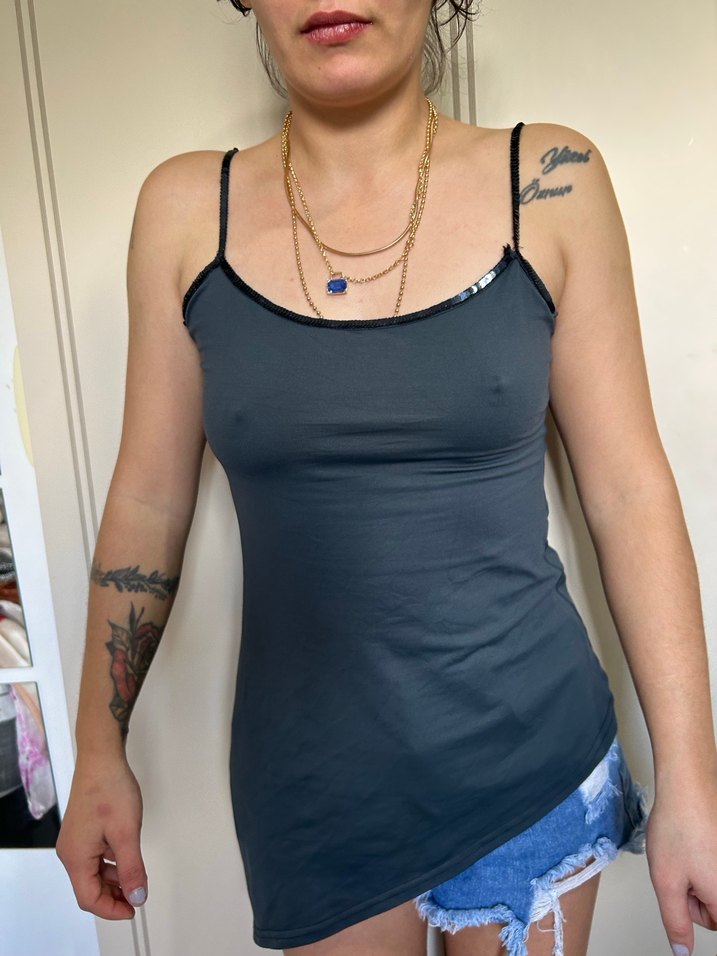 Gri İnce Askılı Kadın Atlet - Görsel 2