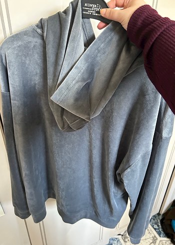 Gri Kapüşonlu Rahat Kadın Sweatshirt - Görsel 16