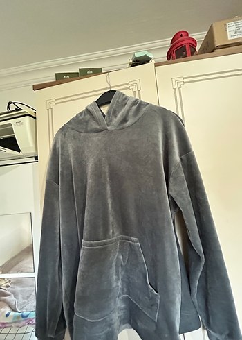 Gri Kapüşonlu Rahat Kadın Sweatshirt - Görsel 15