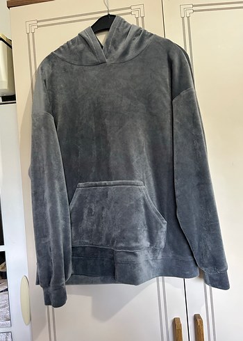 Gri Kapüşonlu Rahat Kadın Sweatshirt - Görsel 4