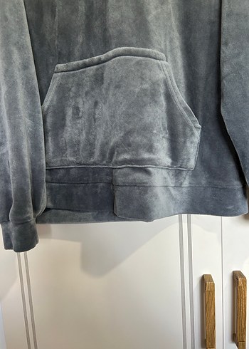 Gri Kapüşonlu Rahat Kadın Sweatshirt - Görsel 5