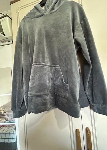 Gri Kapüşonlu Rahat Kadın Sweatshirt - Görsel 14