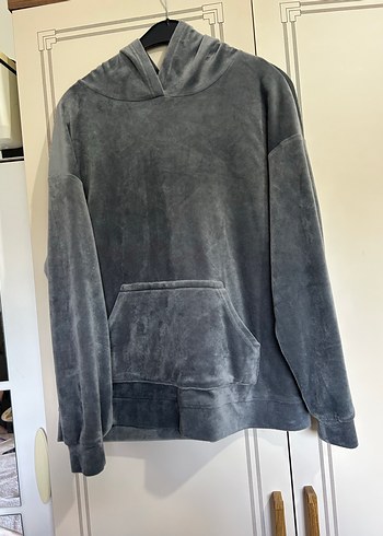 Gri Kapüşonlu Rahat Kadın Sweatshirt - Görsel 3