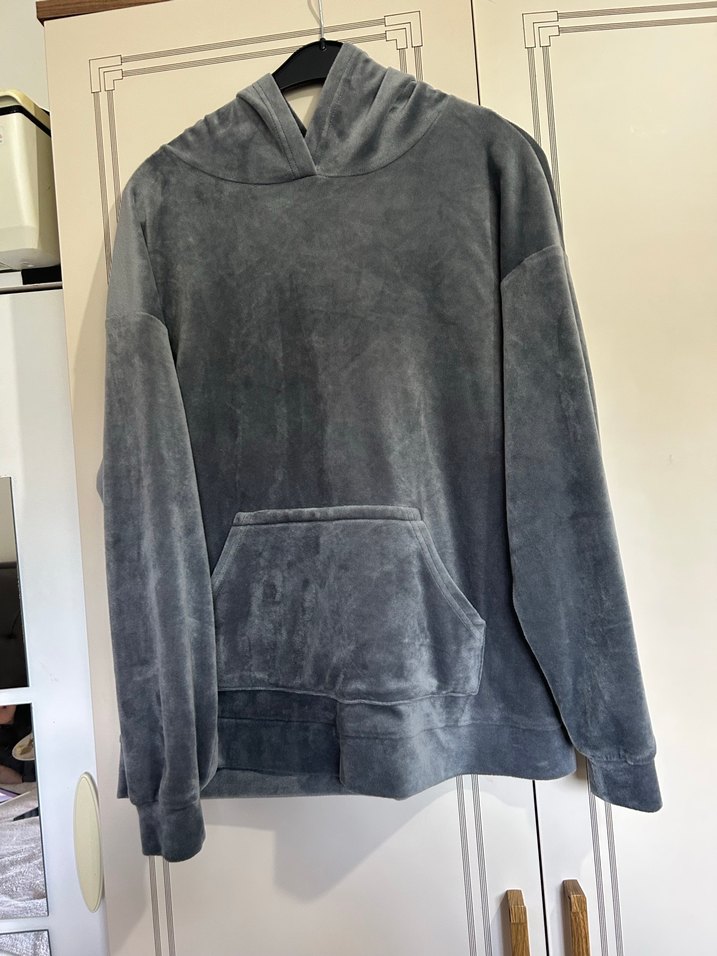 Gri Kapüşonlu Rahat Kadın Sweatshirt - Görsel 4