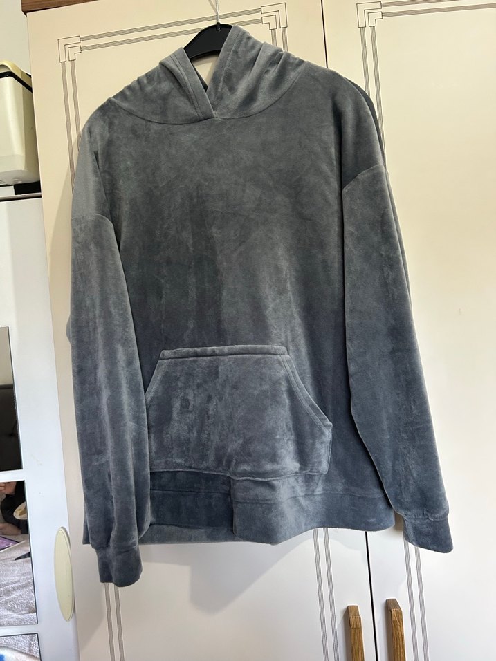 Gri Kapüşonlu Rahat Kadın Sweatshirt - Görsel 3