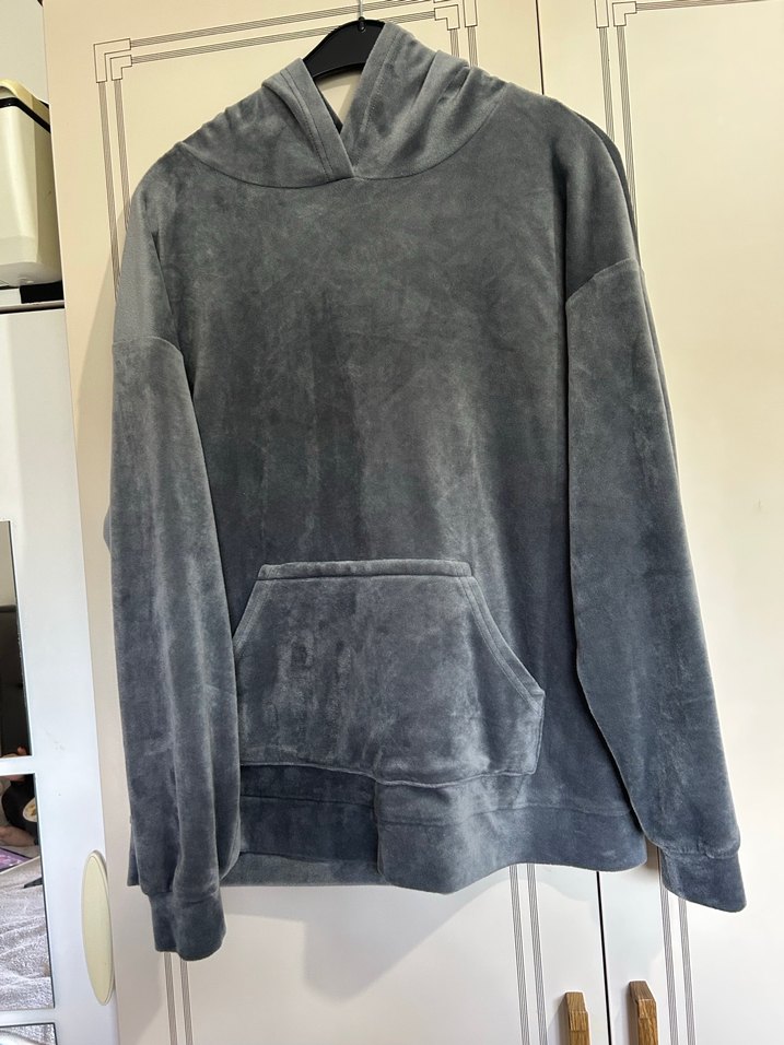 Gri Kapüşonlu Rahat Kadın Sweatshirt - Görsel 2