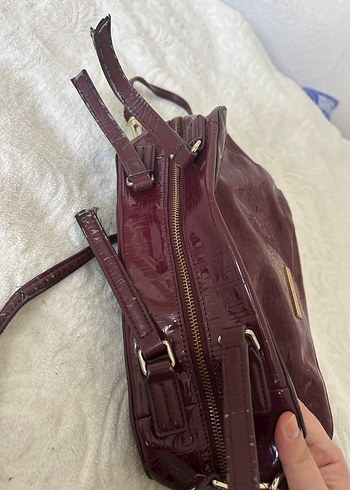 Bordo Deri Tokalı Kadın Çanta - Görsel 12