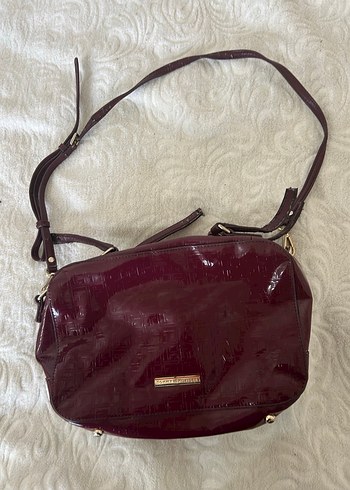 Bordo Deri Tokalı Kadın Çanta - Görsel 2