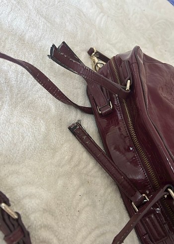 Bordo Deri Tokalı Kadın Çanta - Görsel 11