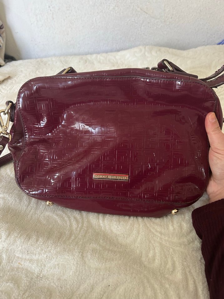 Bordo Deri Tokalı Kadın Çanta - Görsel 4