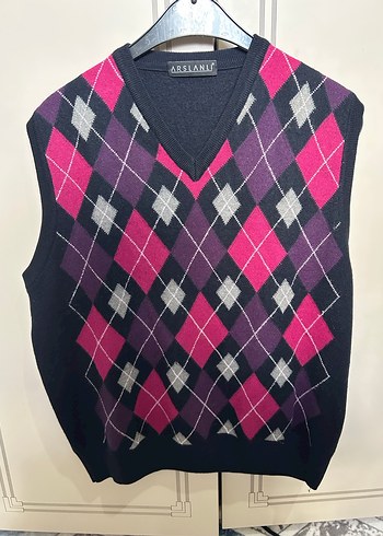 Erkek Bordo Ekose Triko Süveter - Görsel 2