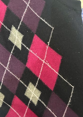 Erkek Bordo Ekose Triko Süveter - Görsel 3