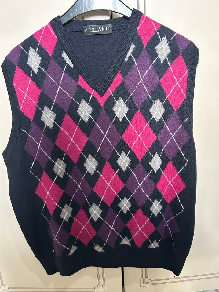 Erkek Bordo Ekose Triko Süveter - Görsel 4