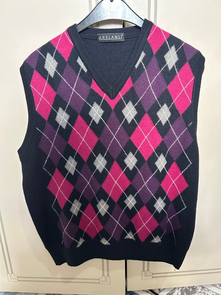 Erkek Bordo Ekose Triko Süveter - Görsel 2