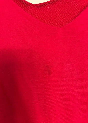 Kırmızı V Yaka Kolsuz Crop Top - Görsel 9