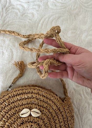 Bej Örgü Kadın Çapraz Çanta Dantel Detaylı - Görsel 7