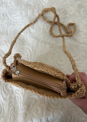 Bej Örgü Kadın Çapraz Çanta Dantel Detaylı - Görsel 9