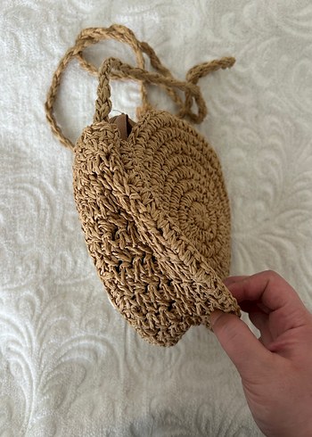 Bej Örgü Kadın Çapraz Çanta Dantel Detaylı - Görsel 12