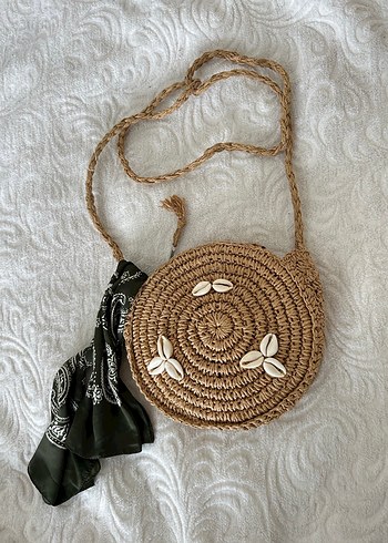 Bej Örgü Kadın Çapraz Çanta Dantel Detaylı - Görsel 5