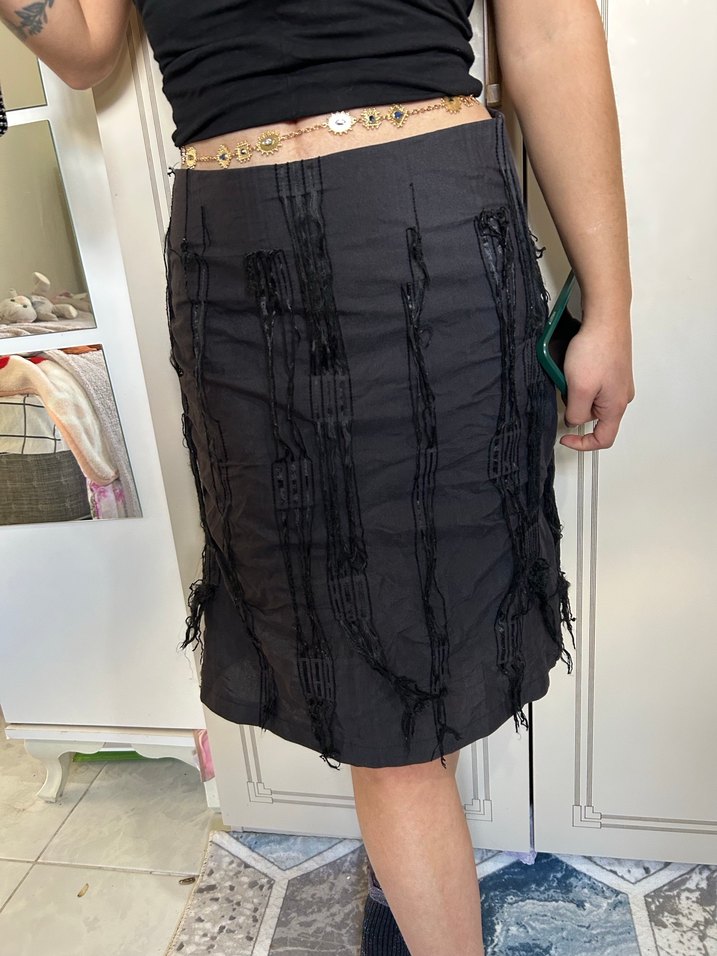 Siyah Gotik Midi  Etek - Görsel 2