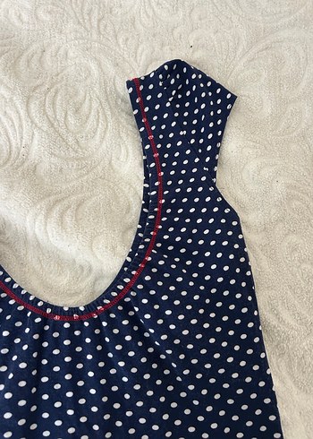 Lacivert Puantiyeli V Yaka Crop Top - Görsel 8