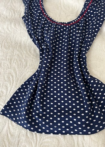 Lacivert Puantiyeli V Yaka Crop Top - Görsel 6