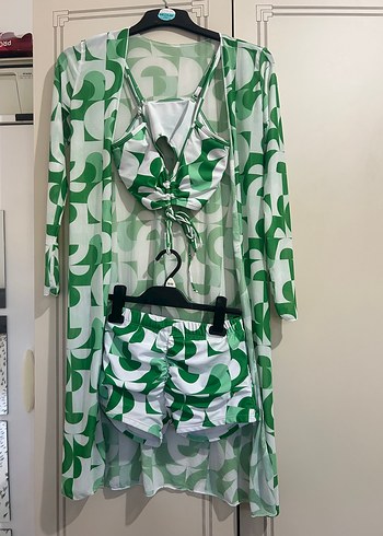 Yeşil  Üç Parçalı Plaj Takımı - Görsel 3