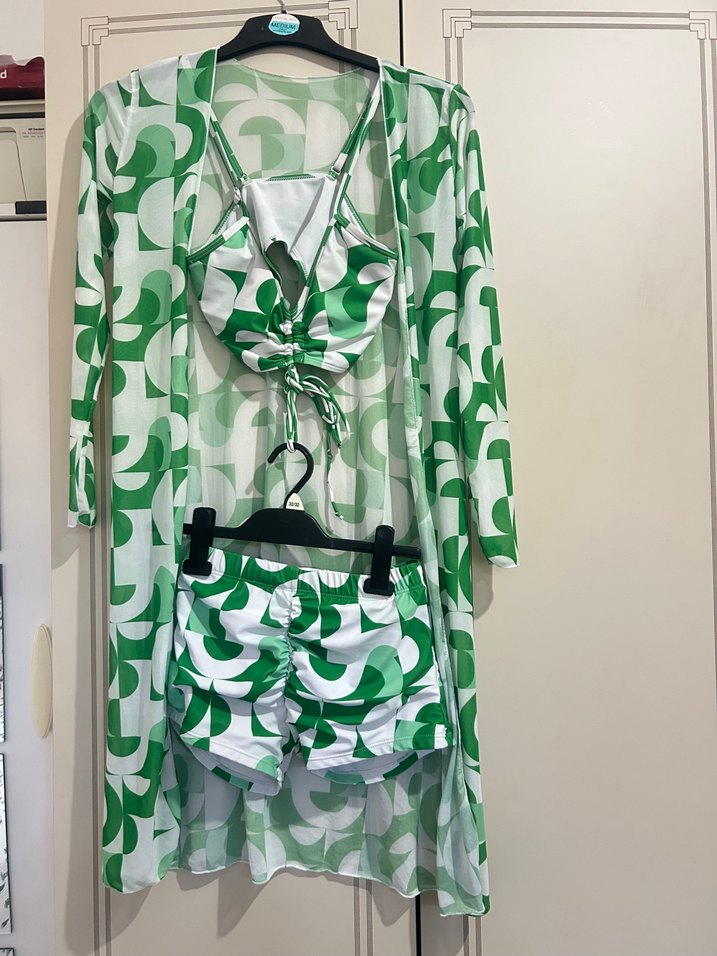 Yeşil  Üç Parçalı Plaj Takımı - Görsel 2