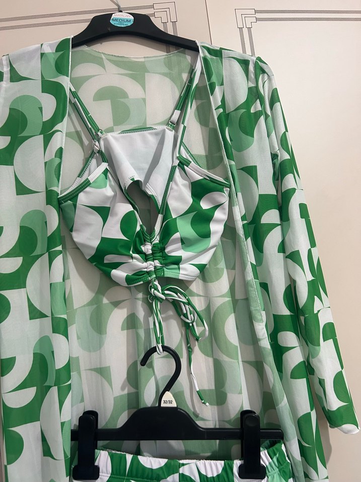 Yeşil  Üç Parçalı Plaj Takımı - Görsel 5